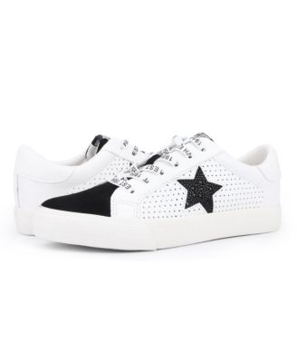 Grande - White Black Rhinestones Women's's Sneaker by