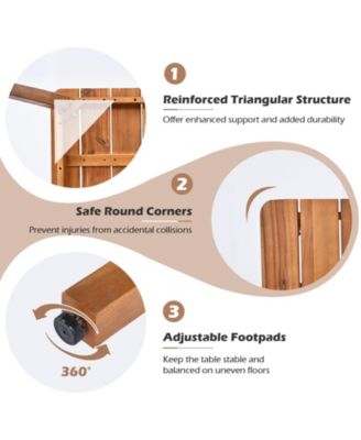 5PCS Patio Dining Set Solid Wood Furniture w/ Rattan Backrest & Seat Cushions