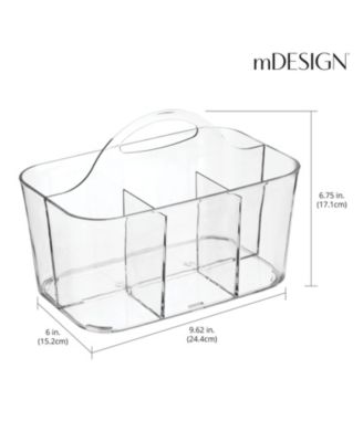 Small Plastic Caddy Tote for Desktop Office Supplies, 2 Pack, Clear