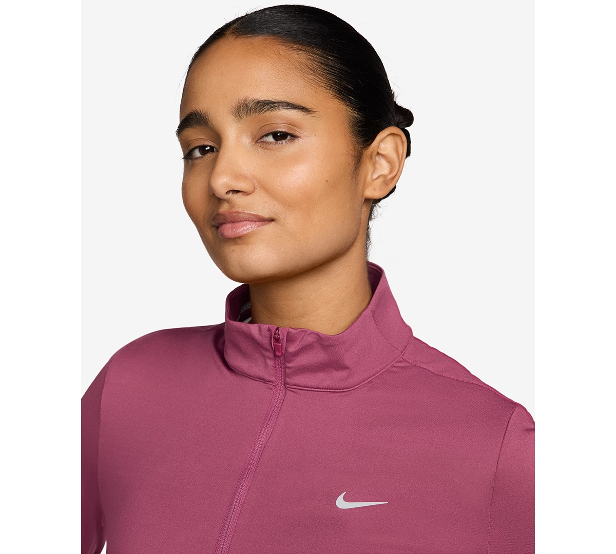 Nike Women's Swift Dri-fit Uv 1/4-zip Running Top In Pink