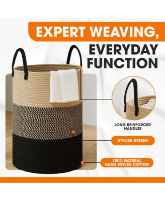 Large Laundry Hamper (15" x 19.7") - 3 Tone Black/Gray/Tan