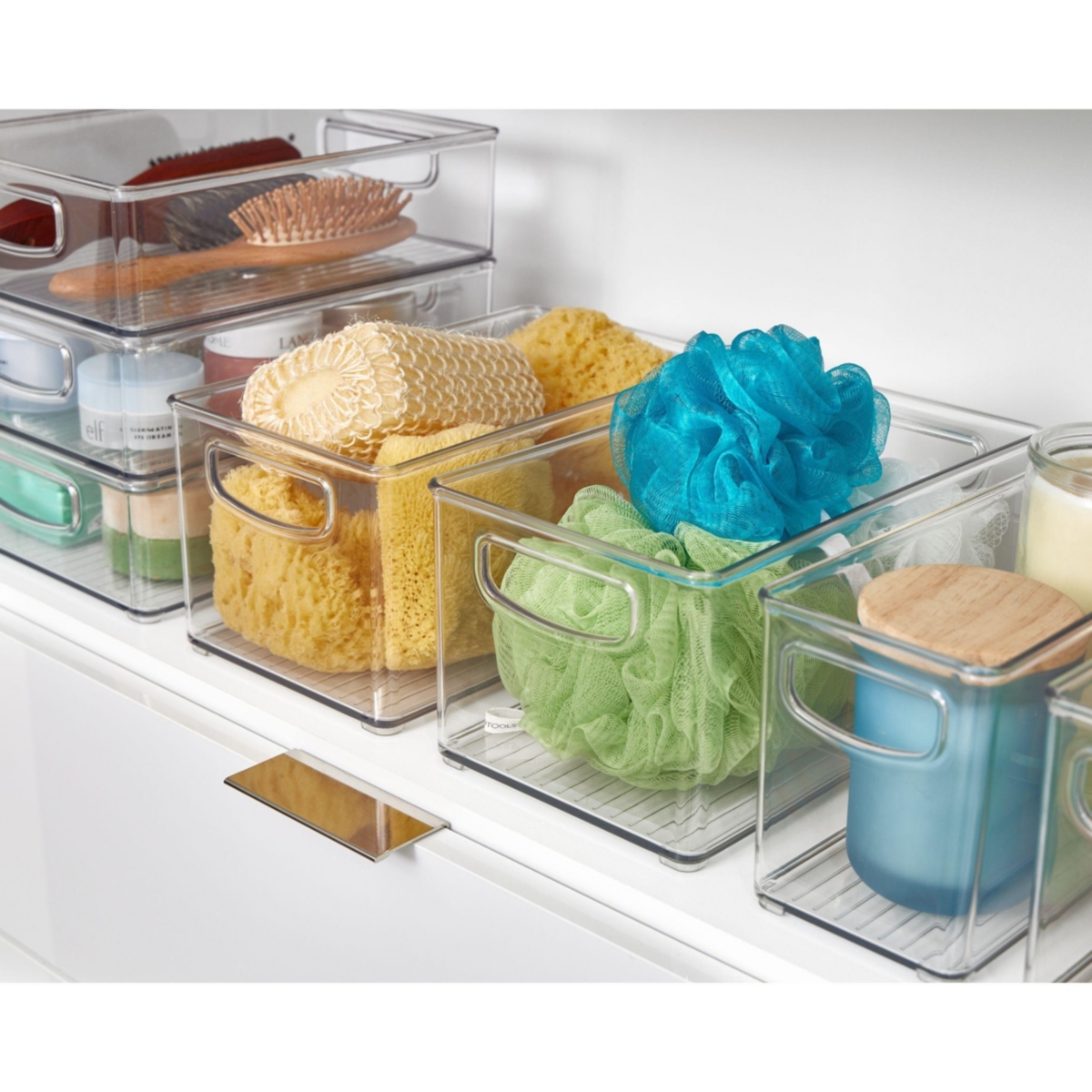 iDesign Plastic Storage Bins with Handles - Set of