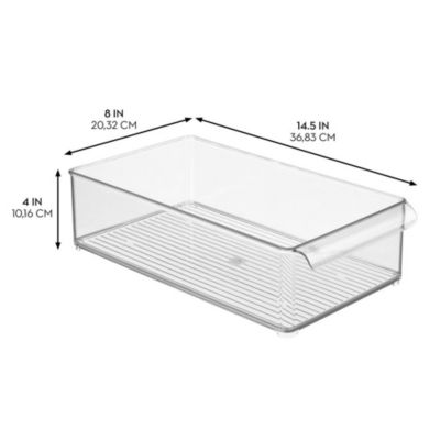 Large Stackable Fridge or Freezer Bin with Handle - Clear - Made in USA