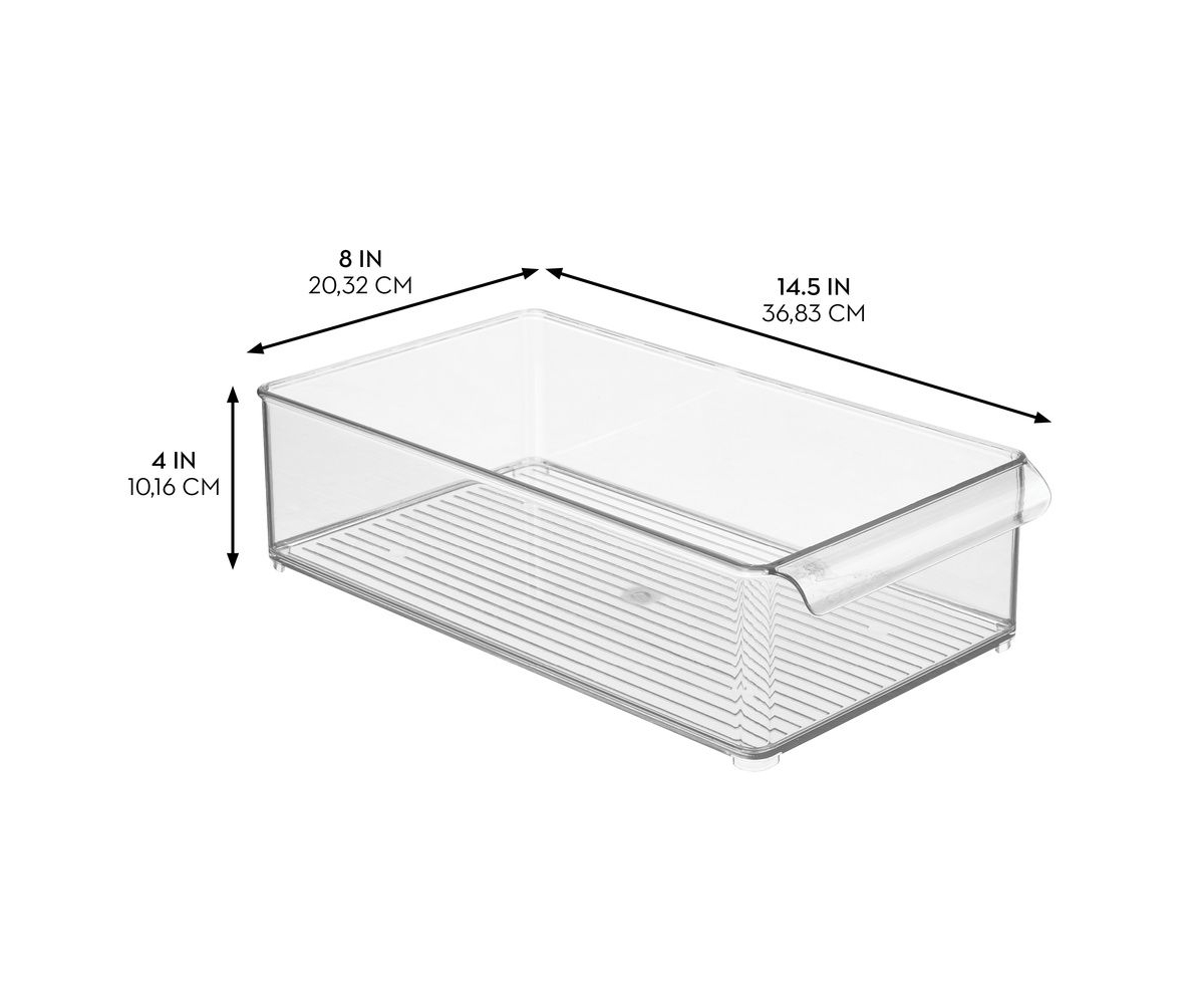 iDesign Large Stackable Fridge or Freezer Bin with Handle - Clear - Made in Usa