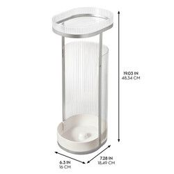 Fluted Toilet Paper Storage Holder with Shelf - Clear/Satin/Gray