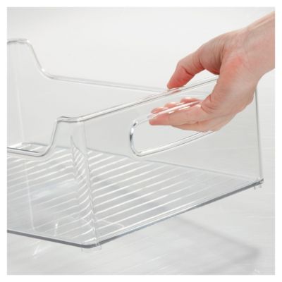 Plastic Stackable Pantry Bin with Handles, Clear, Made in USA