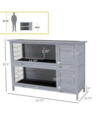 Wooden Bunny Cage w/ Dividers and Pull Out Trays for Outdoors,