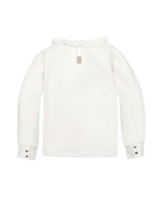 Little and Big Girls' Organic Long Sleeve Ruffle Collar Knit Top