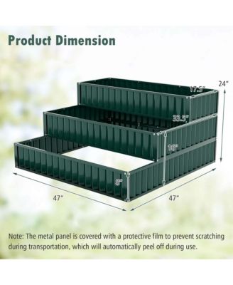 3-Tier Raised Garden Bed,47" x 47" x 24" Metal Outdoor Elevated Planter Box