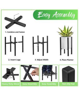 Adjustable Metal Plant Stand – Mid Century Style Flower Pot Holder, 10 to 16 Inches Planter Stand for Modern Home D&eacute;cor, Houseplants