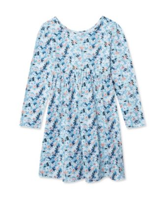 Girls Long Sleeve Gathered Waist Jersey Dress