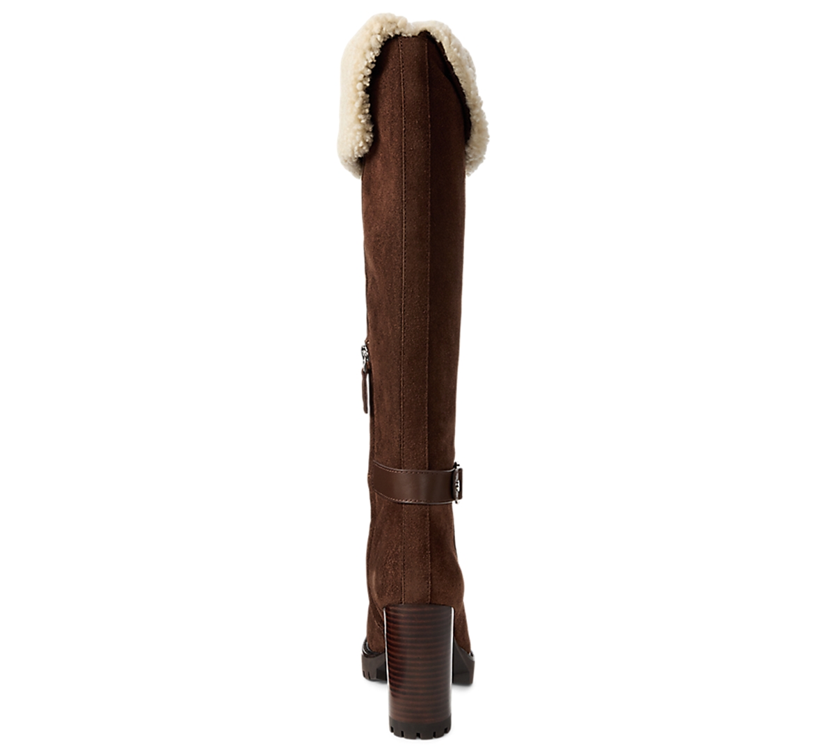 Ralph Lauren Women's Tasha Suede & Shearling Tall Heel Boot In Brown
