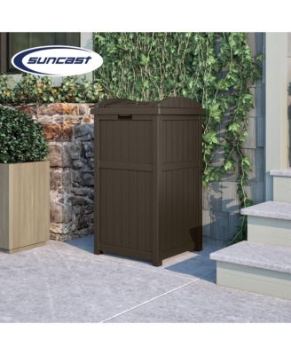 Trash Hideaway Outdoor 33 Gallon Garbage Waste Can Bin, Java (2 Pack)