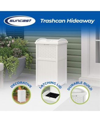 GHW1732WH Trashcan Hideaway Outdoor 33 Gallon Garbage Waste Bin, White