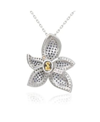 Suzy Levian Sterling Sapphire & Created Sapphire Flower Pendant