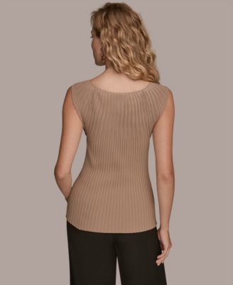 Women's Mesh Detail Sleeveless Knit Top