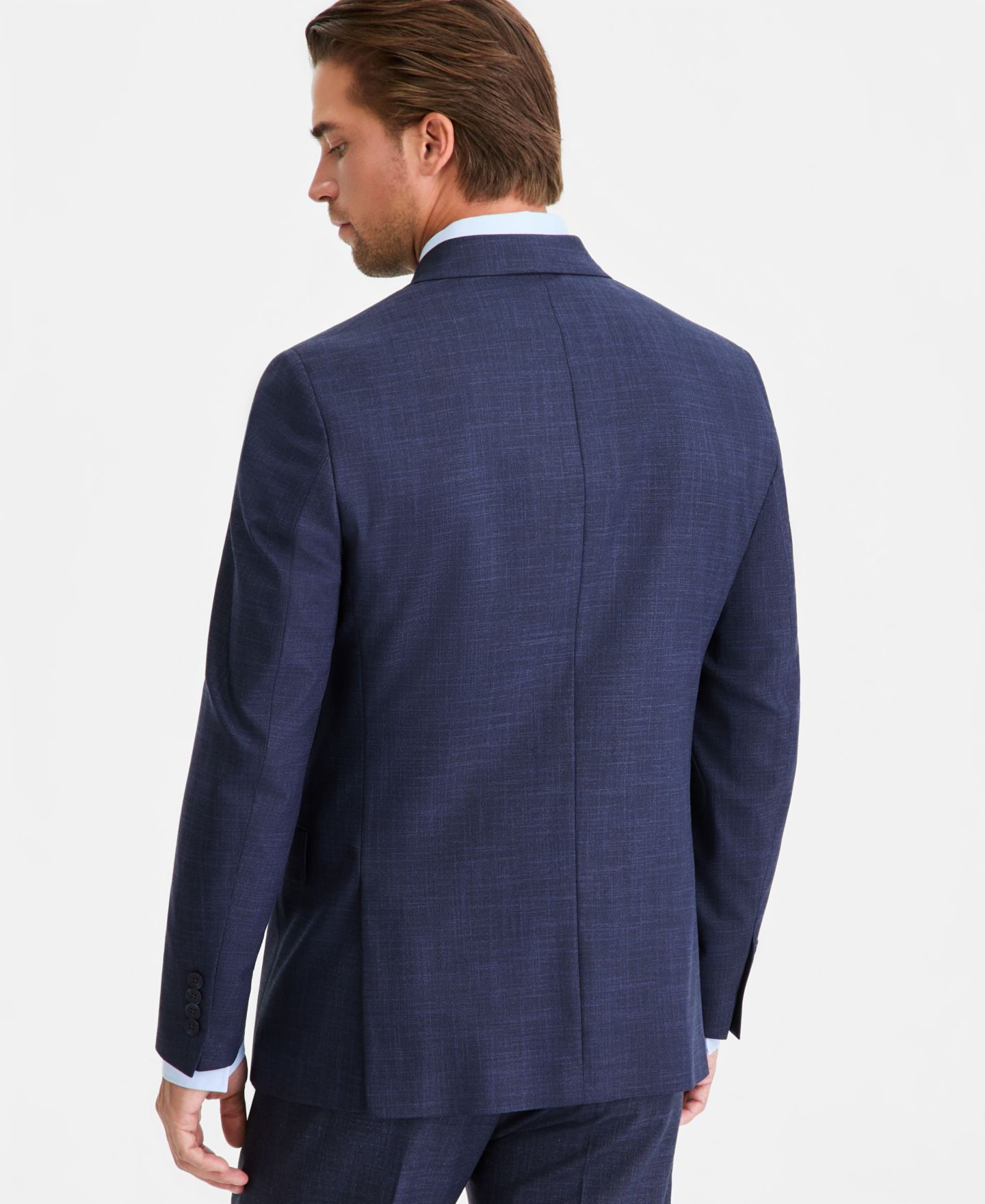 Мужские куртки Calvin Klein Slim-Fit Double-Breasted Suit Separates, цвет: Тёмный синий — фото 4