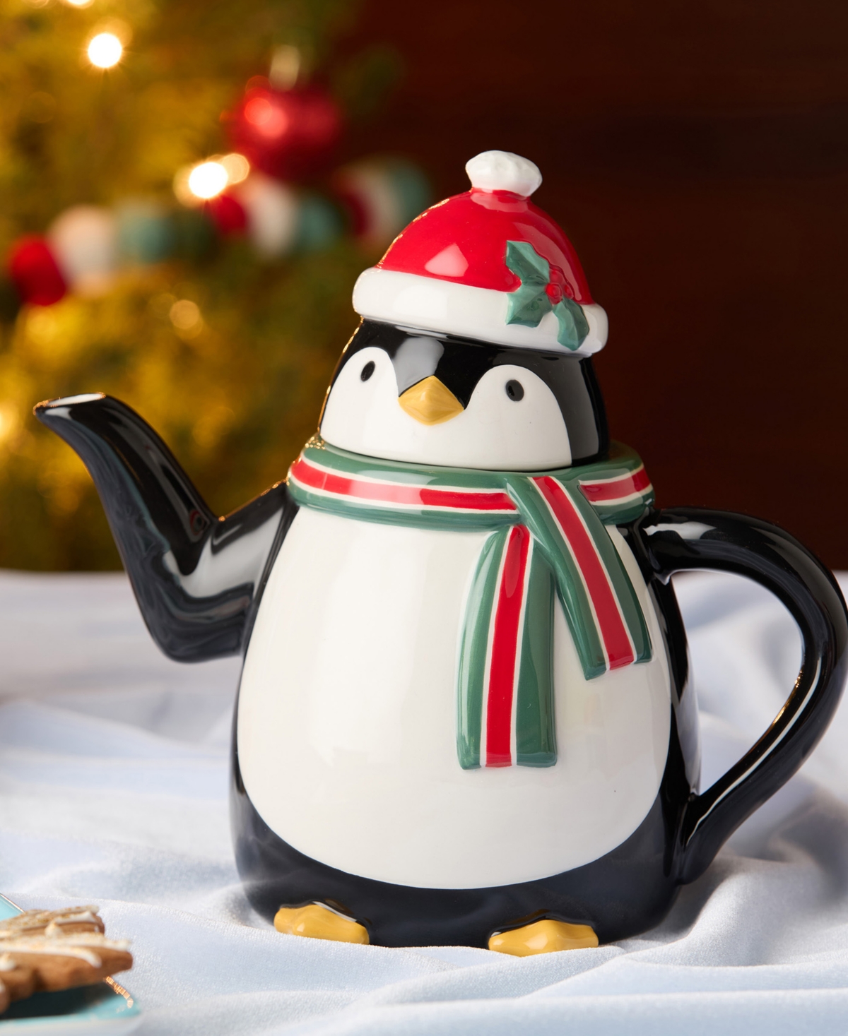 Certified International Christmas Whimsy Penguin 3-d Teapot In Multi
