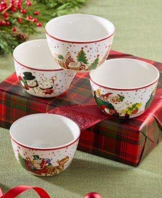 Santa's Retro Christmas Ice Cream Bowls, Set of 4