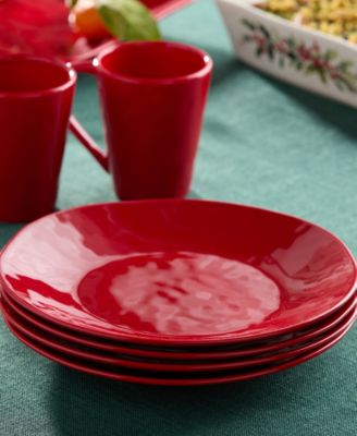 Berry Red Christmas Dinner Plates, Set of 4