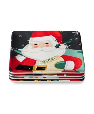Christmas Whimsy Santa Dessert Plates, Set of 4
