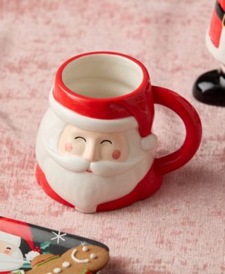 Christmas Whimsy Santa 3-D Mugs, Set of 4