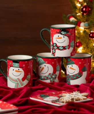Christmas Whimsy Snowman Mugs, Set of 4