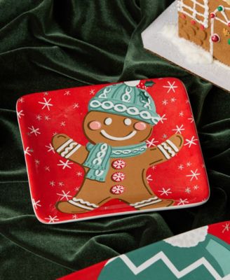 Christmas Whimsy Gingerbread Canape Plates, Set of 4