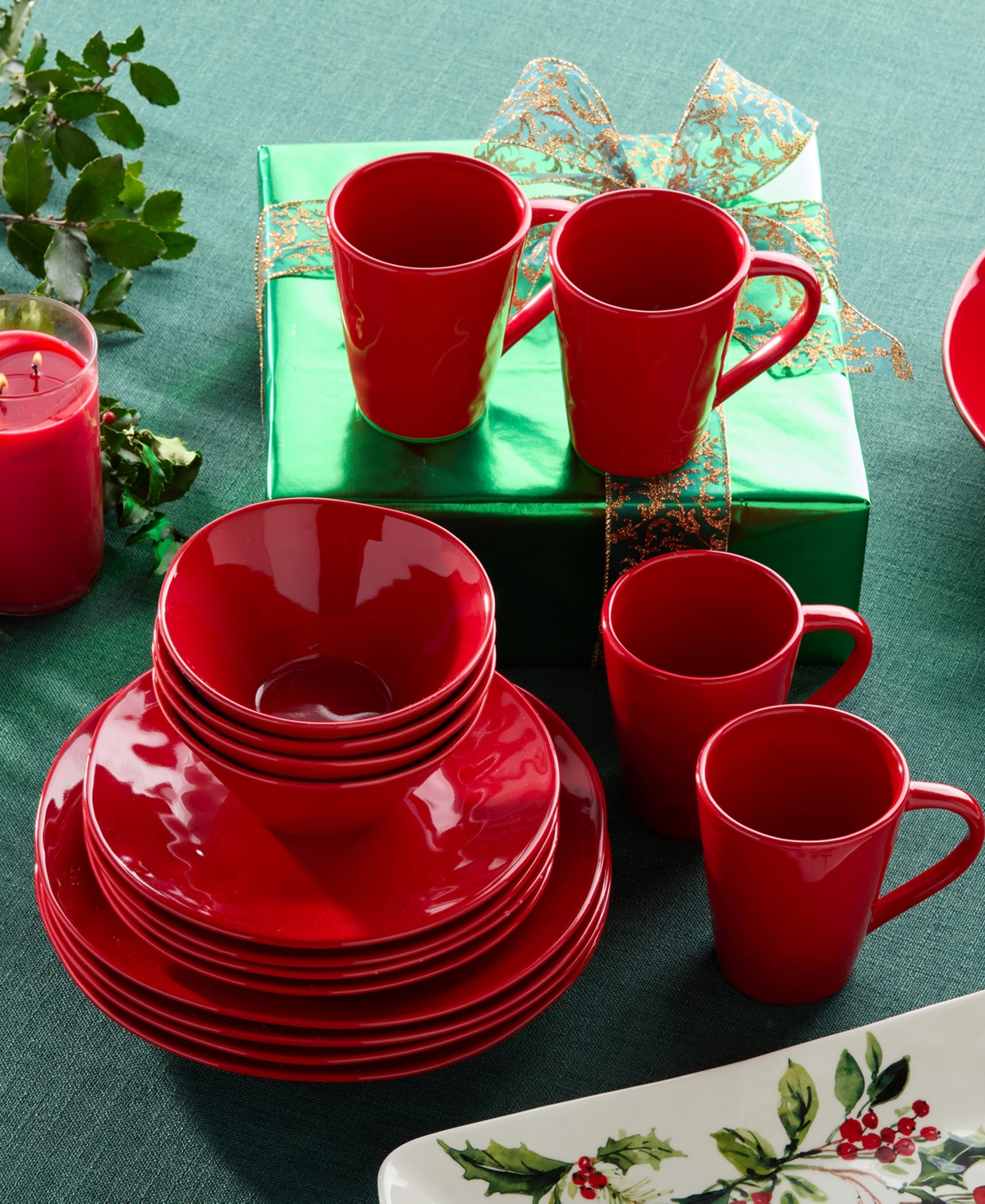 Certified International Berry Red Christmas 16-Pc. Dinnerware Set, Service for 4
