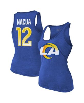 Majestic - Women's Puka Nacua Royal Los Angeles Rams Name Number Tri-Blend Scoop Neck Tank Top