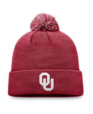 Top of the World - Men's Crimson Oklahoma Sooners Team Logo Cuffed with Pom Knit Hat
