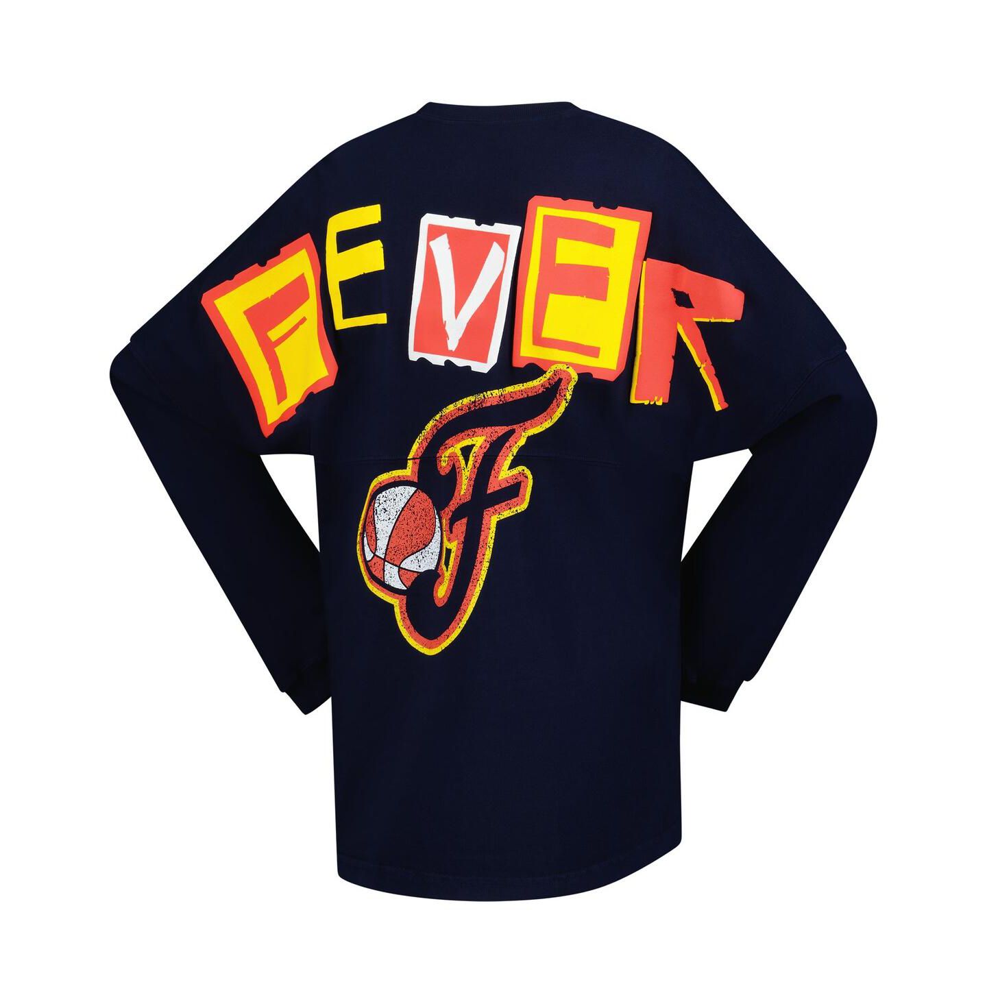 Женская футболка Spirit Jersey Navy Indiana Fever Patches Oversized Long Sleeve — фото 2