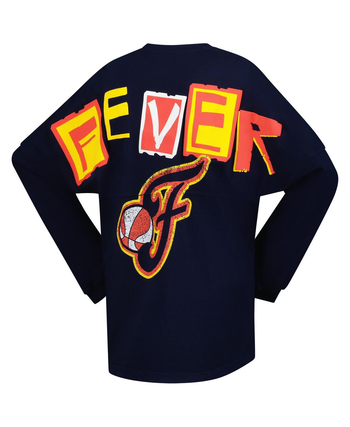 Spirit Jersey Navy Indiana Fever Patches Oversized Long Sleeve T-shirt In Blue