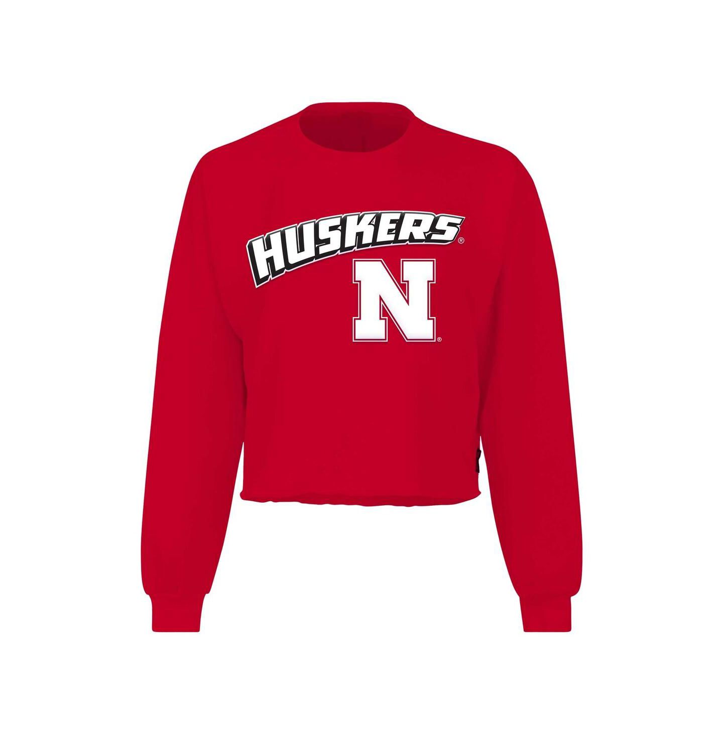 Женская футболка Spirit Jersey Scarlet Nebraska Huskers Slouchy Cropped Long Sleeve — фото 3