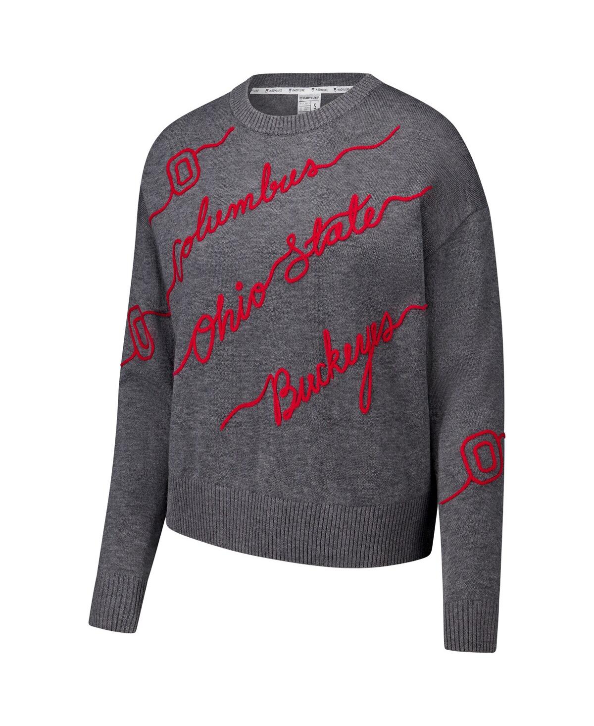 Kadyluxe Gray Ohio State Buckeyes Love Note Embroidered Sweater In Gray