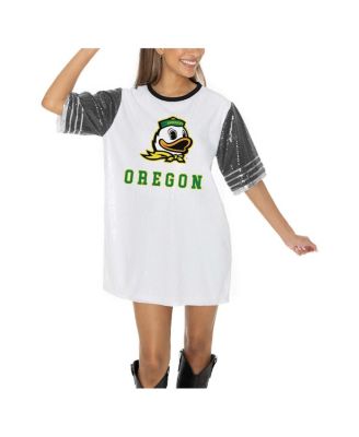 Women's White Oregon Ducks Full Sequin Jersey Dress