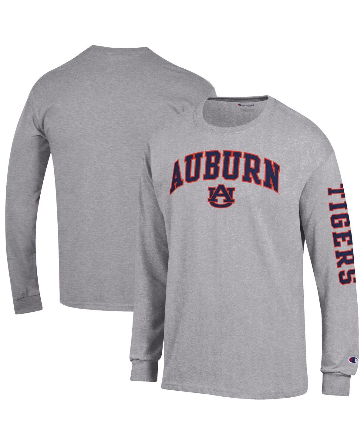 Champion Men's Heather Gray Auburn Tigers Arch Over Logo 2-hit Long Sleeve T-shirt In Gray