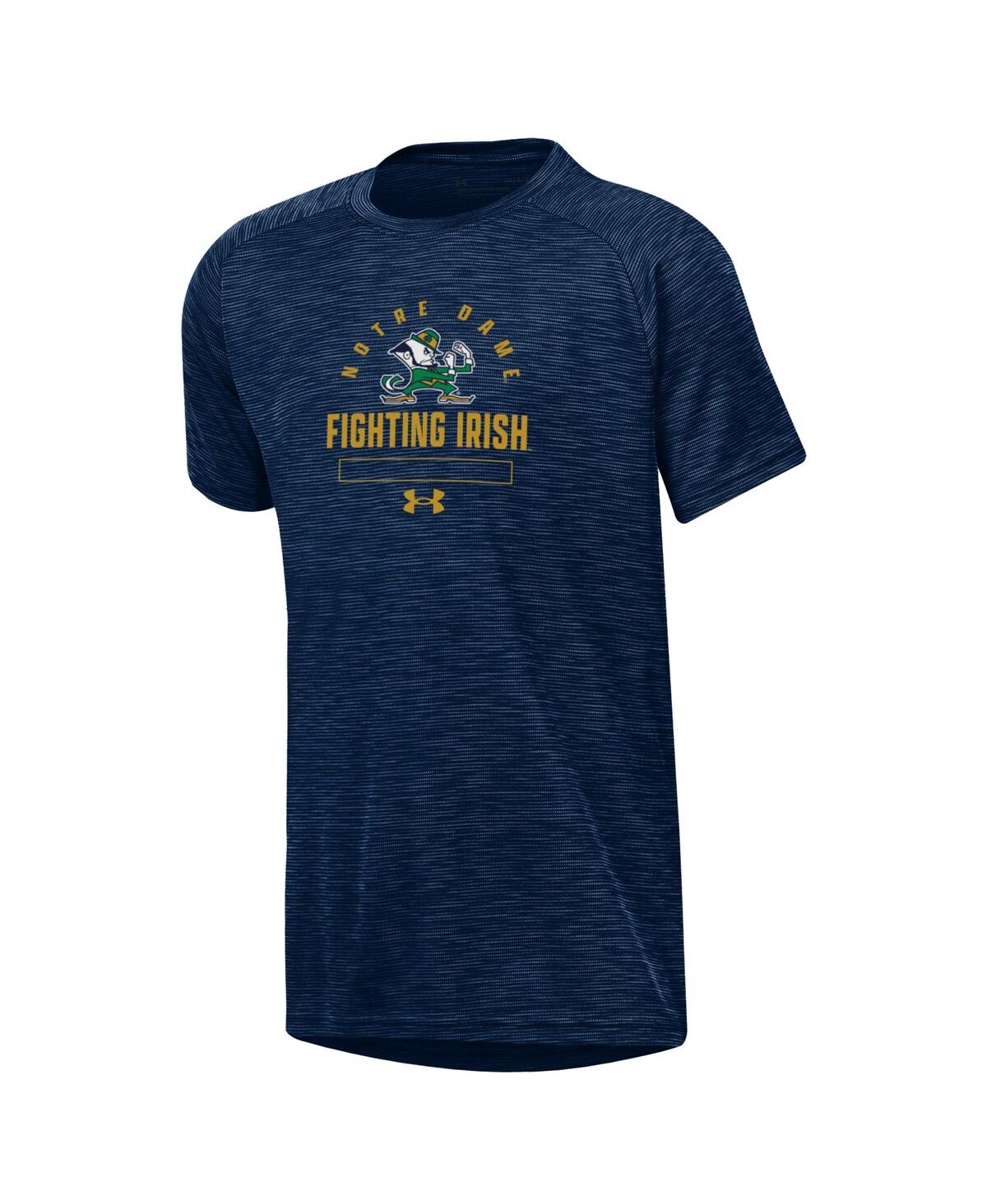 Under Armour Big Boys And Girls Heather Navy Notre Dame Fighting Irish Ultra Soft Rye Tech Performance T-shirt In Blue