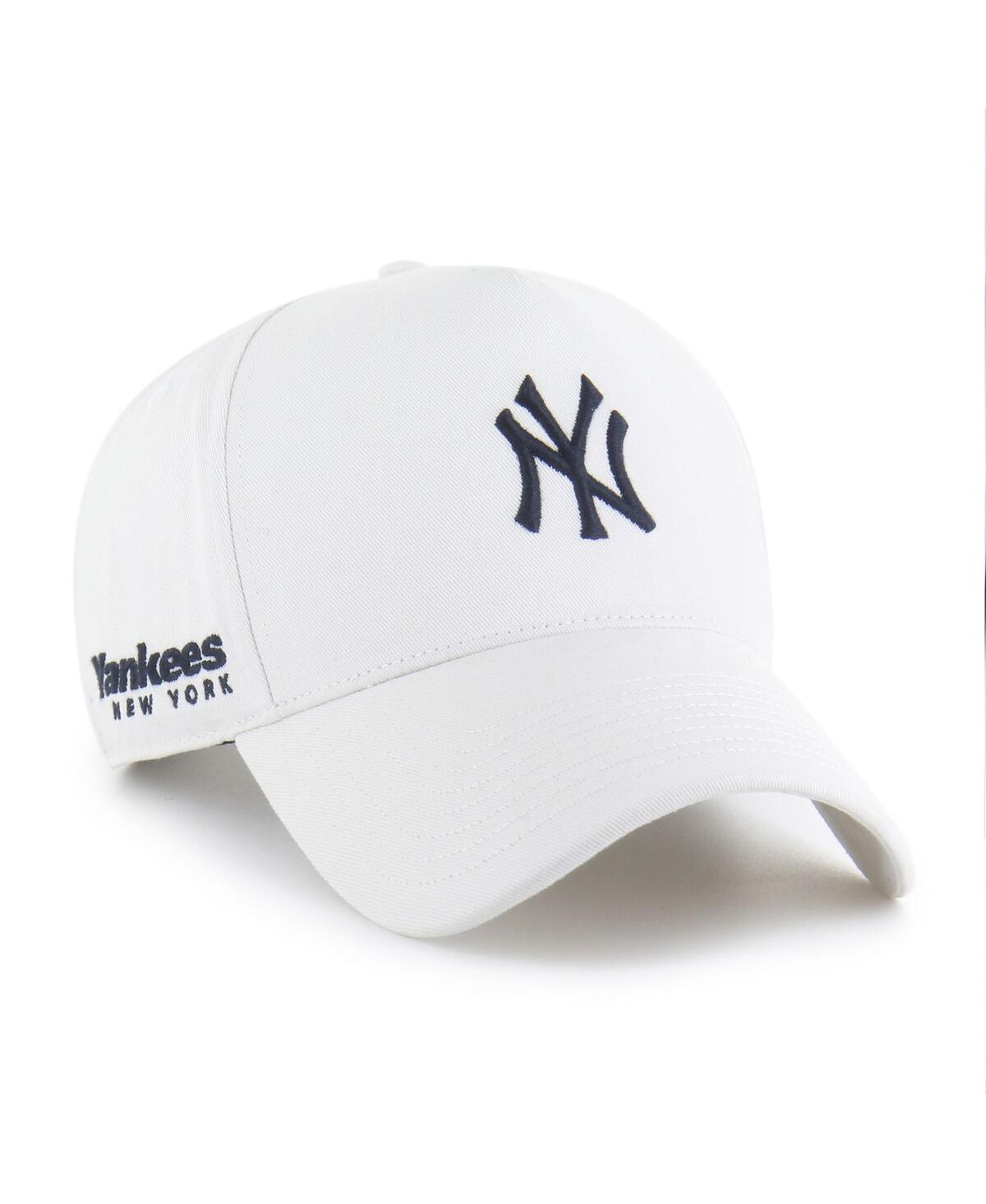 47 Brand Men's White New York Yankees Foundational Pinch Offside Adjustable Hat In White