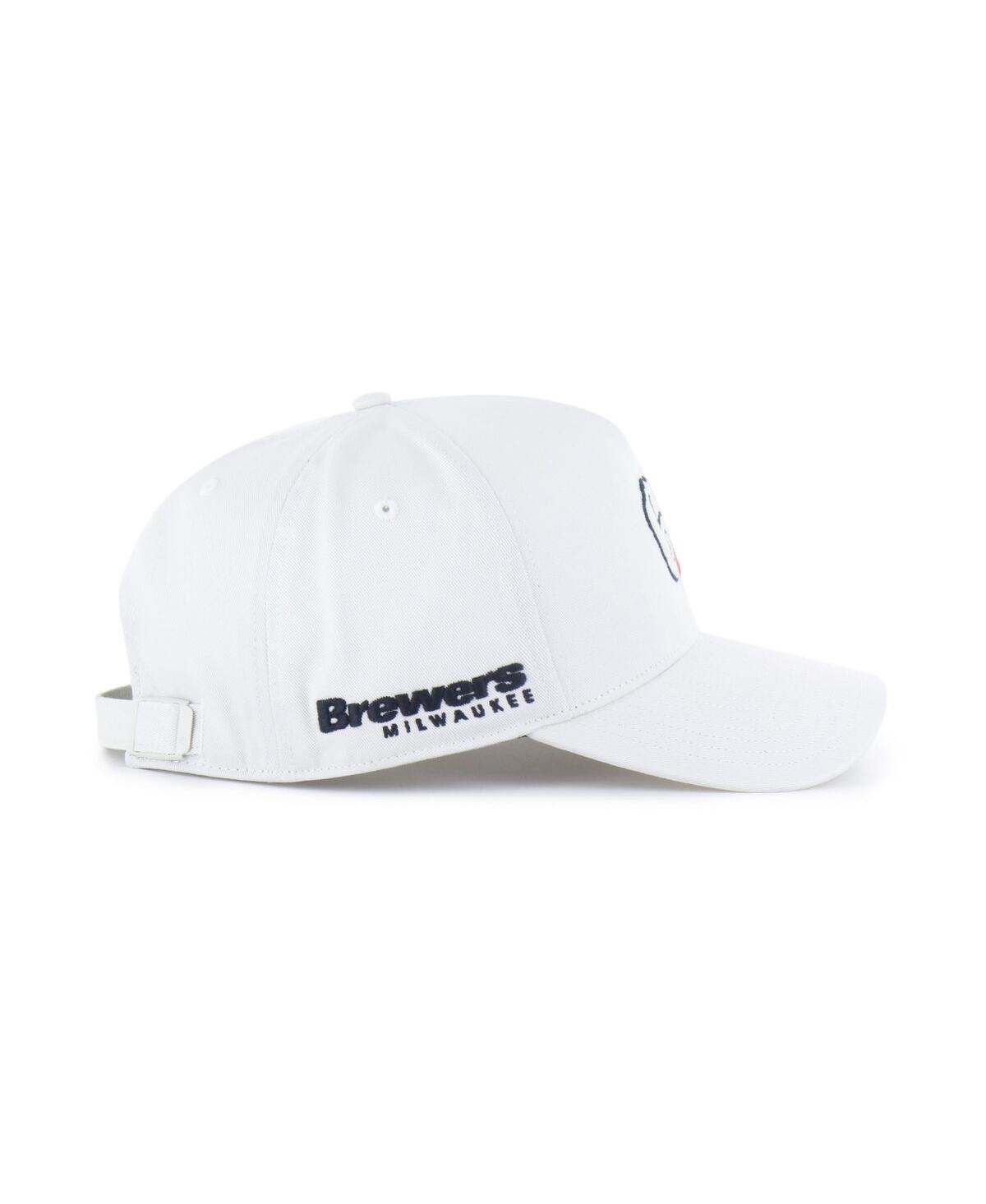 47 Brand Men's White Milwaukee Brewers Foundational Pinch Offside Adjustable Hat In White