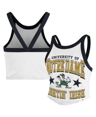 '47 Brand - Women's White Notre Dame Fighting Irish Energize Sporty Cropped Racerback Tank Top