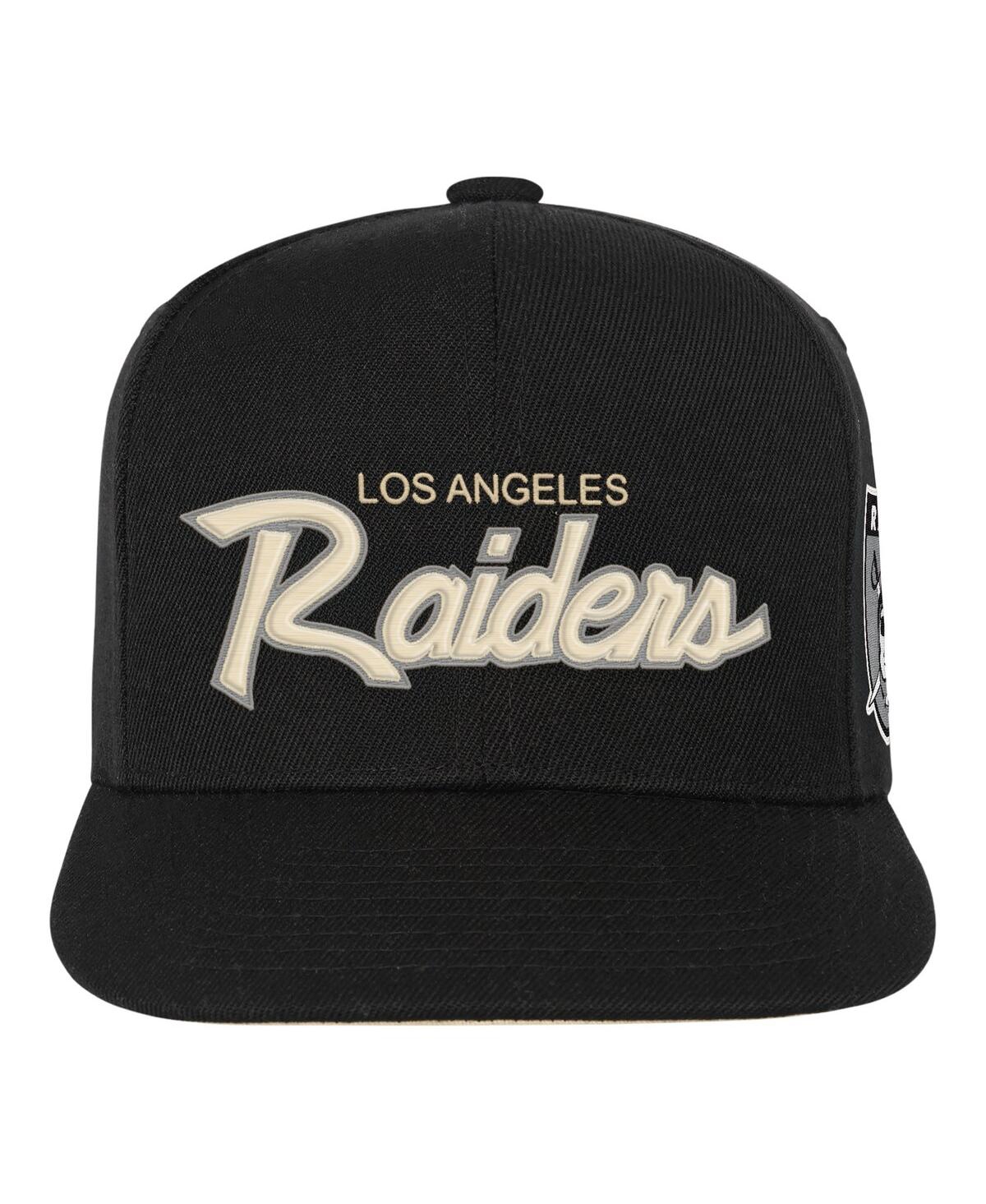Mitchell & Ness Big Boys And Girls Black Las Vegas Raiders Cream Team Script Snapback Hat In Black