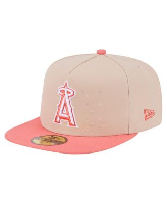 Men's Light Beige/Coral Los Angeles Angels Two-Tone Color Pack A-Frame 59FIFTY Fitted Hat