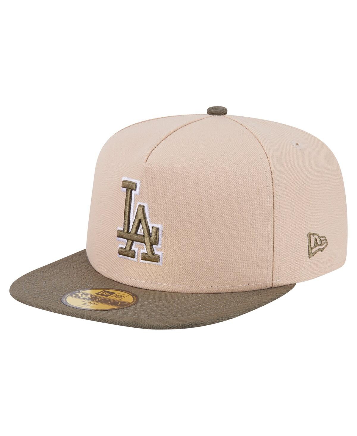 New Era Men's Light Beige/olive Los Angeles Dodgers Two-tone Color Pack A-frame 59fifty Fitted Hat In Multi