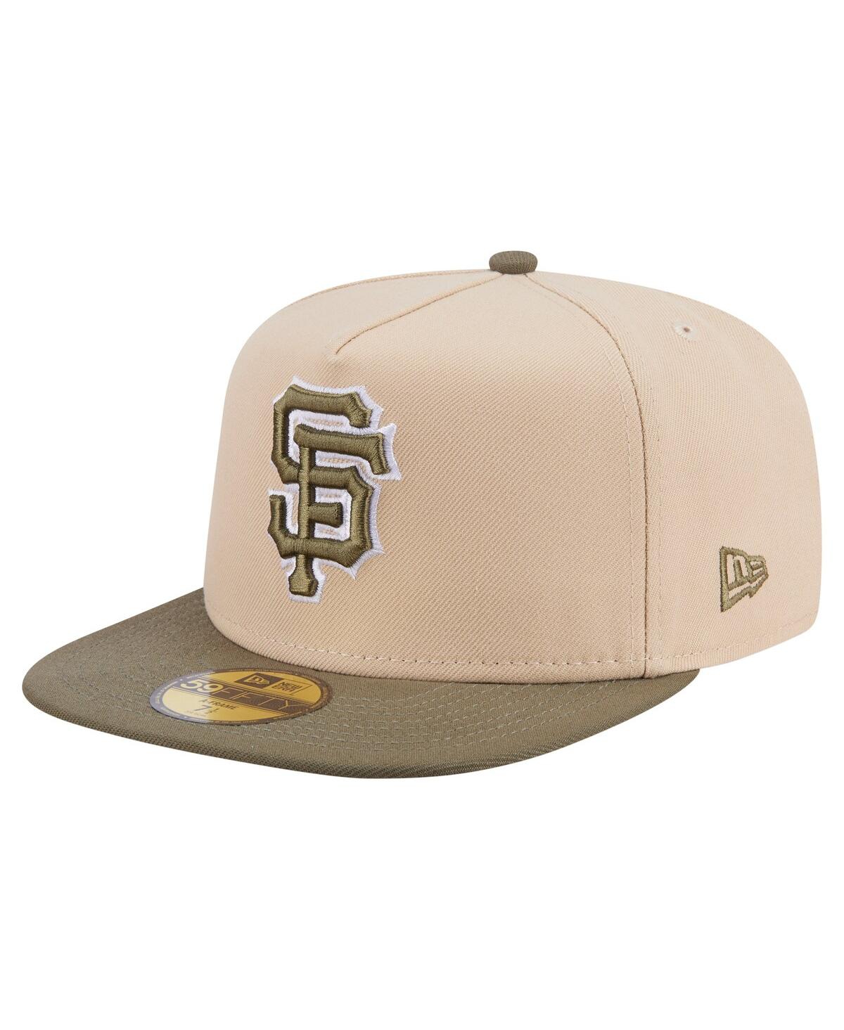 New Era Men's Light Beige/olive San Francisco Giants Two-tone Color Pack A-frame 59fifty Fitted Hat In Multi