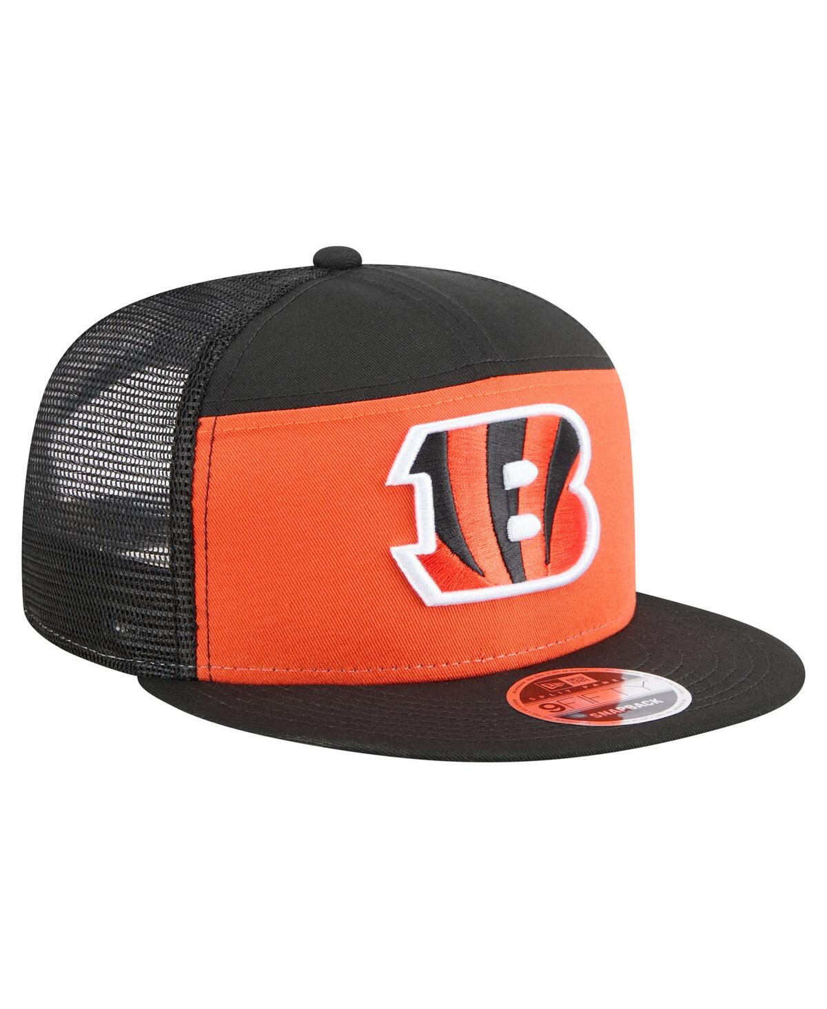 New Era Men's Orange/black Cincinnati Bengals Outdoor Split Panel 9fifty Snapback Hat In Multi