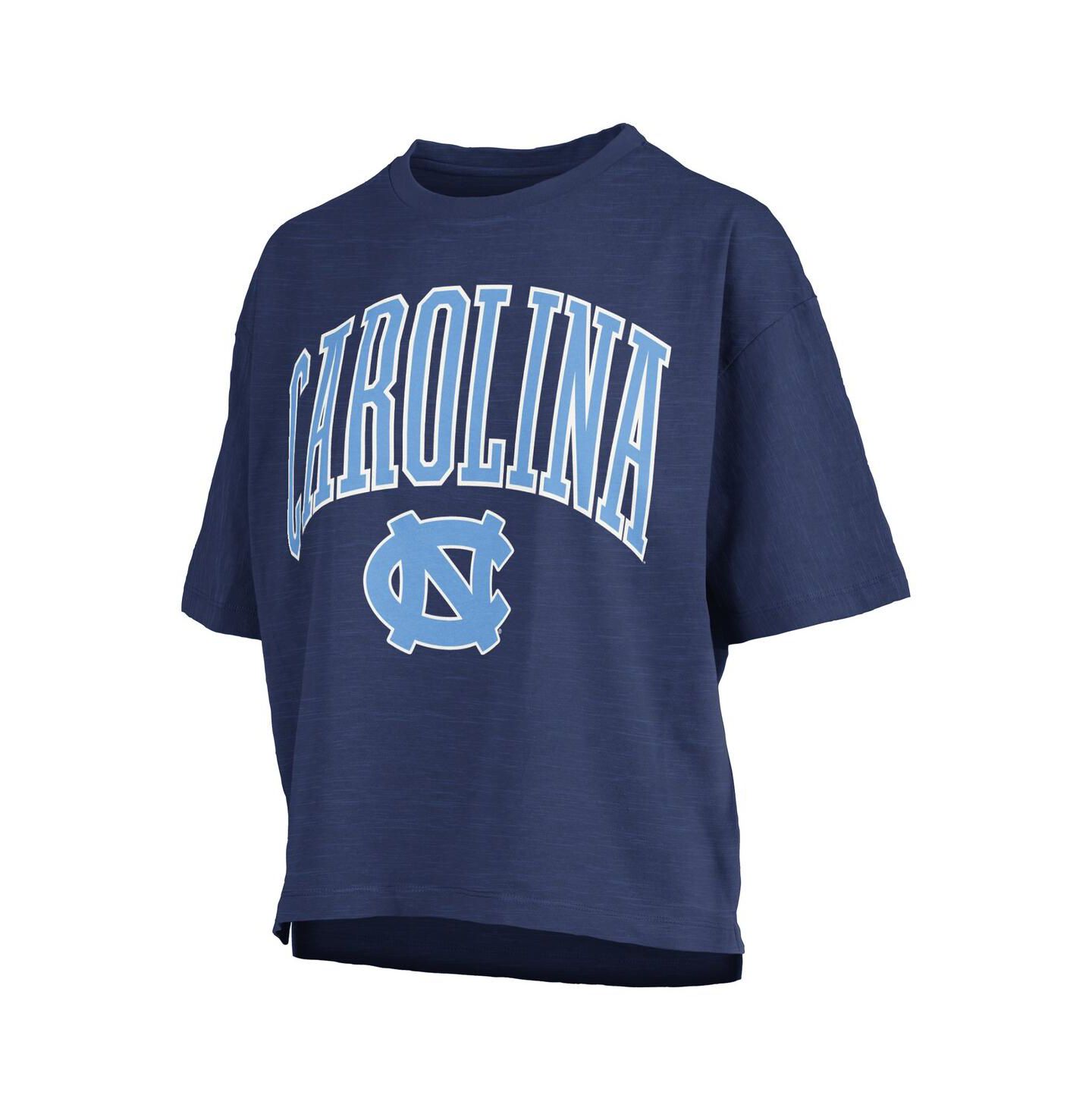 Женские футболки Pressbox Navy North Carolina Tar Heels Nelson Arch Over Logo Waist Length Oversized Slub — фото 3