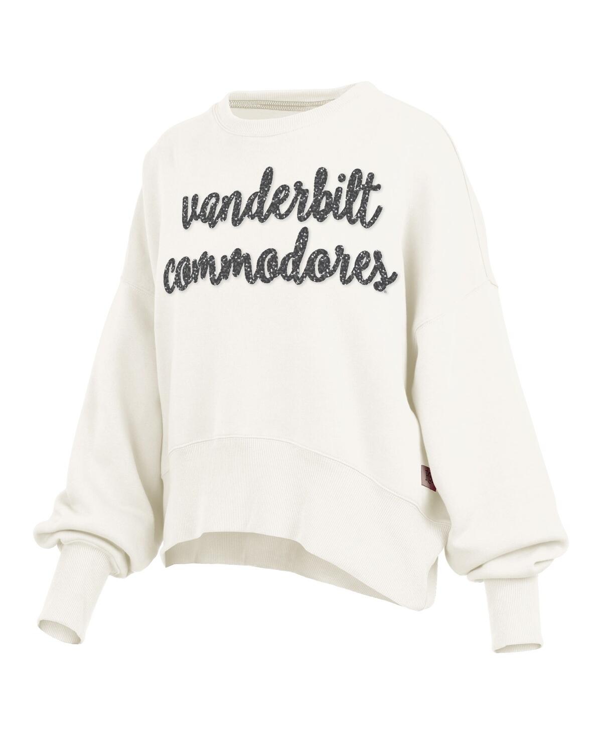 Pressbox Cream Vanderbilt Commodores Oversized Chelsea Waist Length Pullover Sweatshirt In White