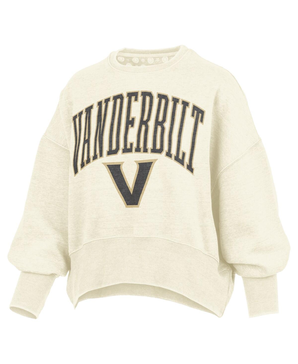 Pressbox Natural Vanderbilt Commodores Oversized Waist-length Crewneck Sweatshirt In Neutral