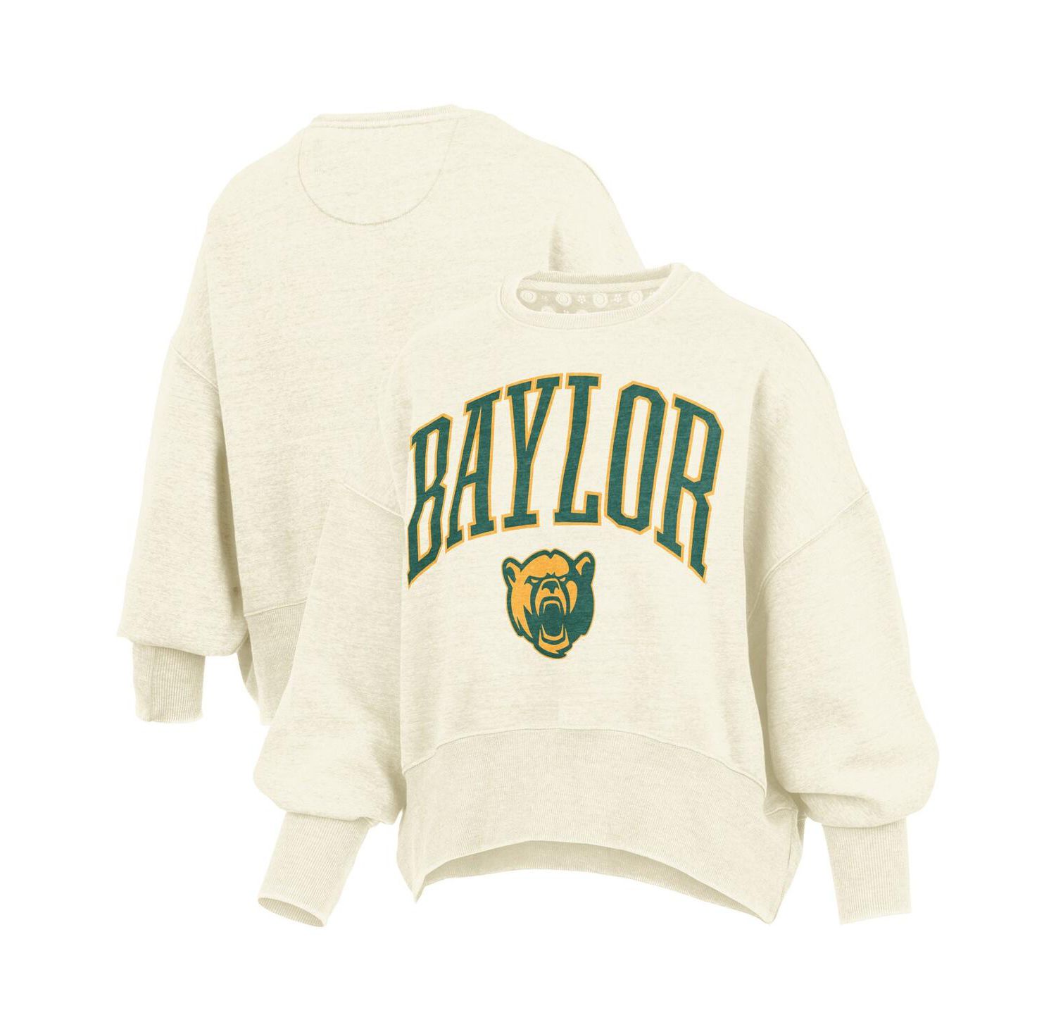 Women's Natural Baylor Bears Oversized Waist-Length Crewneck Sweatshirt